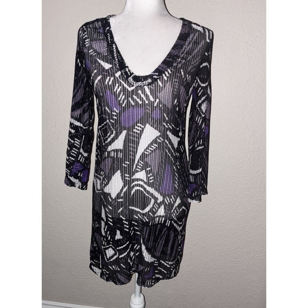 Jordan Taylor Swimsuit Beach Cover up Tunic M Black White Purple USA